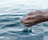 hands cupping water