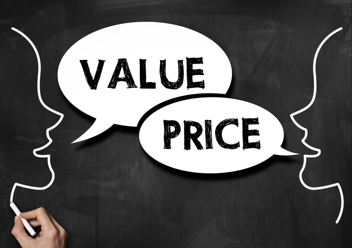 Value and price / Blackboard concept (Click for more)Value and price / Blackboard concept