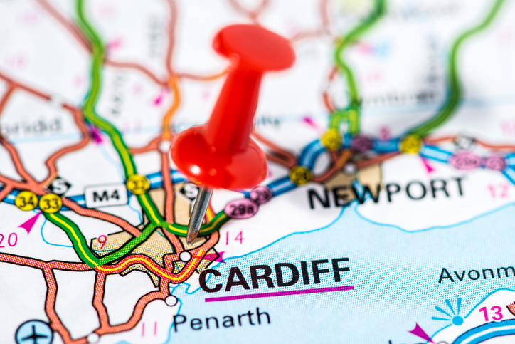 European cities on map series: Cardiff