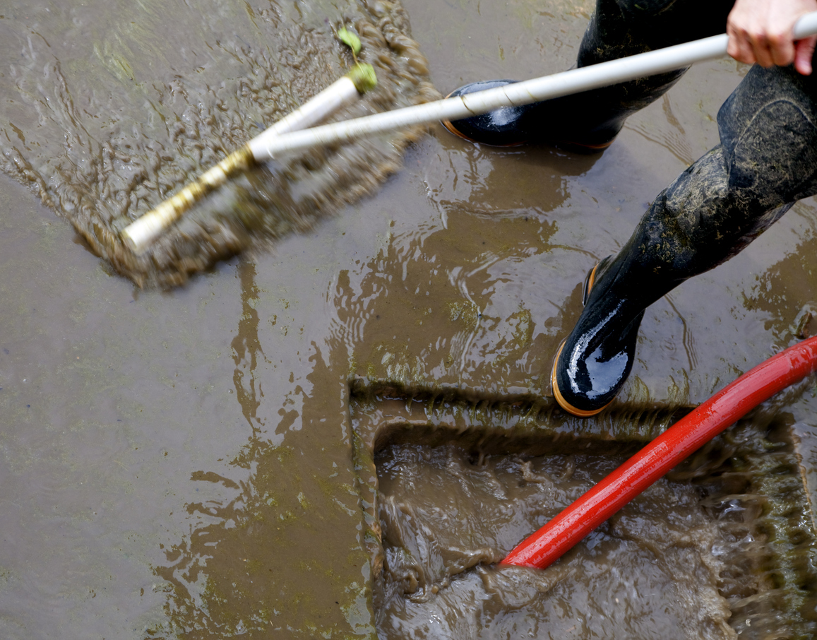 Storm sewer flood dirty water cleanup