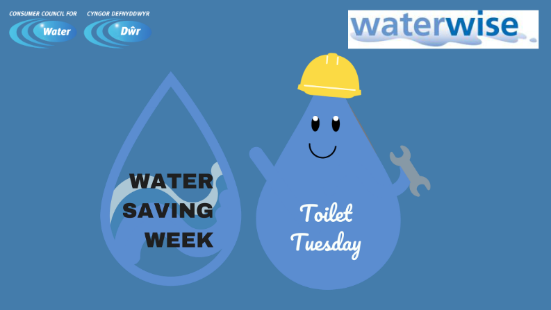 two water droplets - water saving week and toilet tuesday