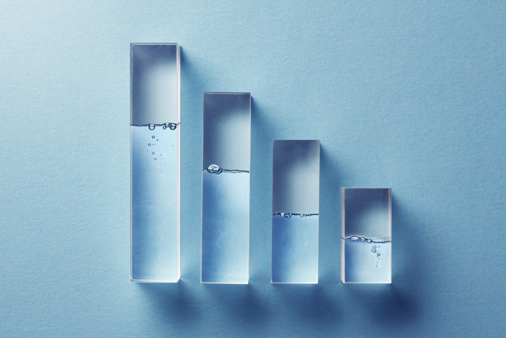 Transparent bar graphs with water.