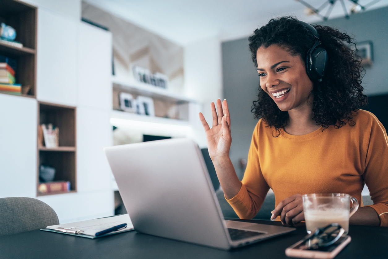 Woman on video call at home