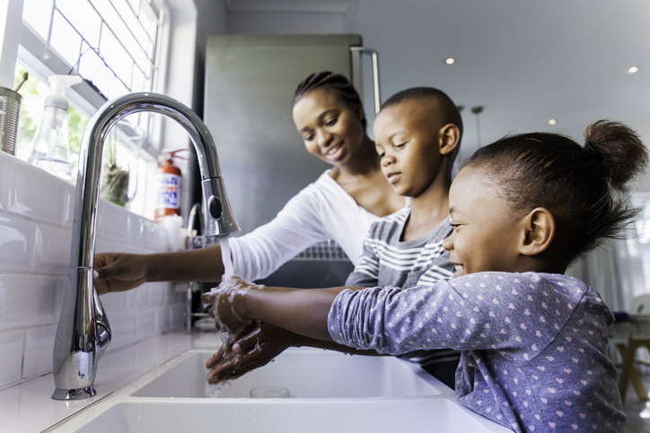 Family washing hands