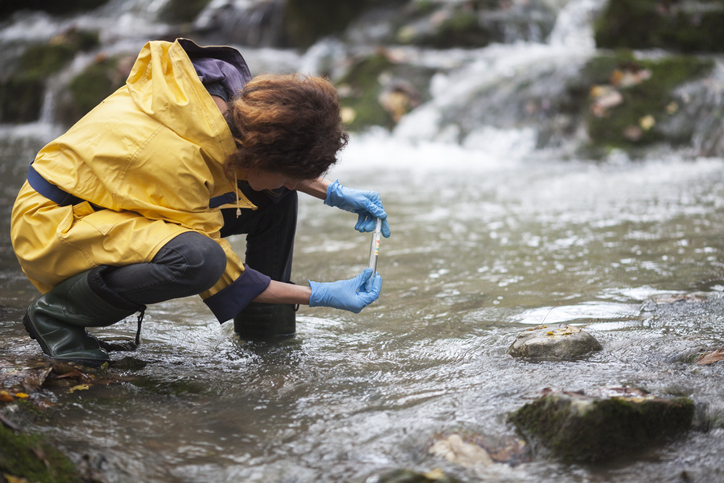 Scientist taking a water sample