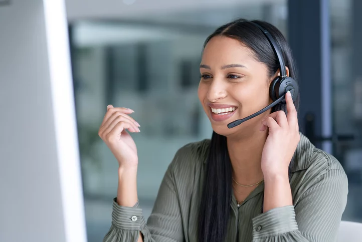 young call centre agent working in an office