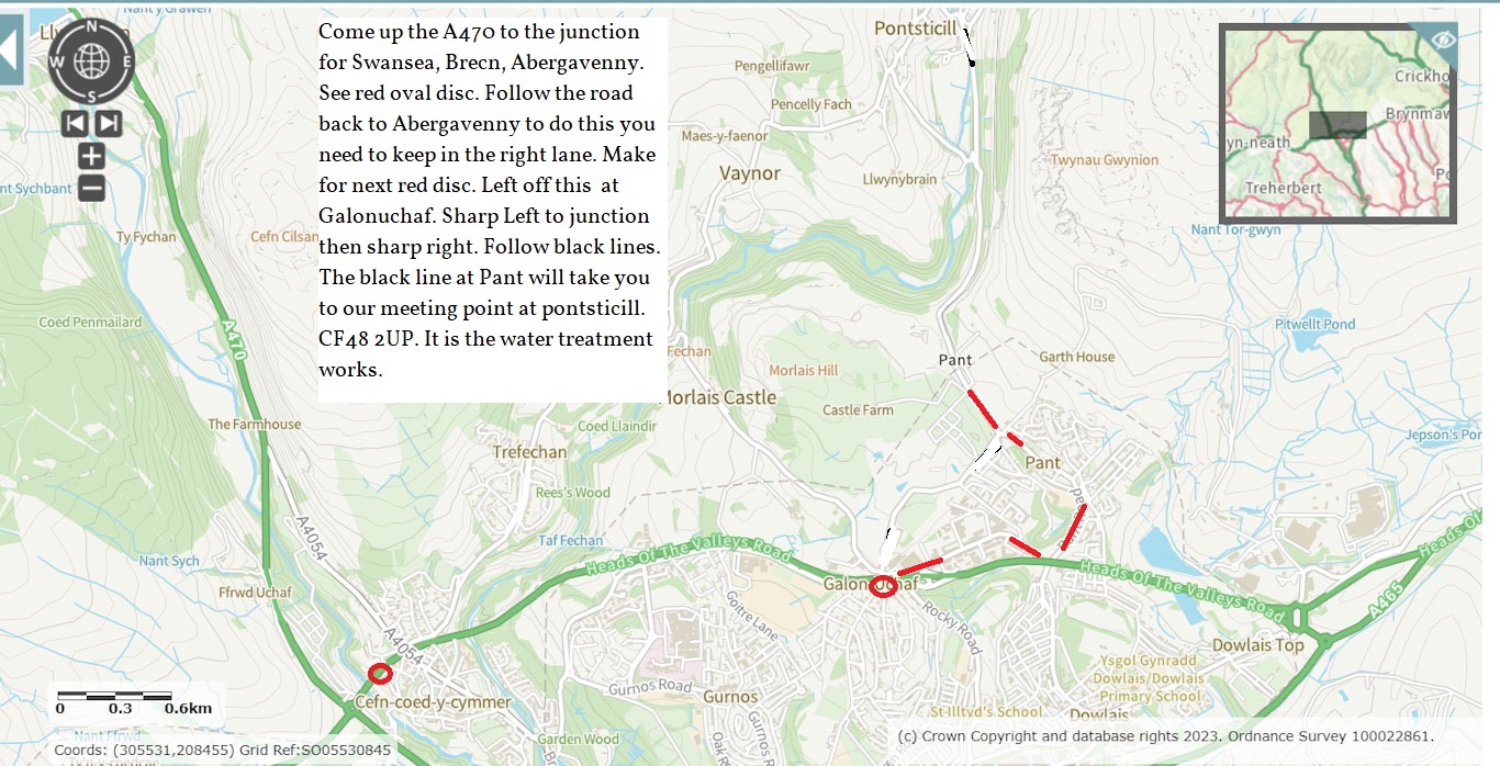 Tony's driving instructions from Pant to Pontsticill