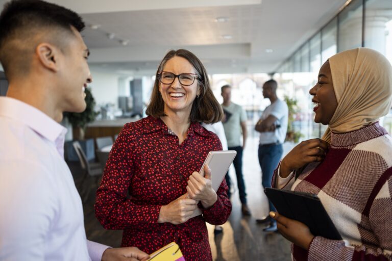 Woman asking feedback from colleagues