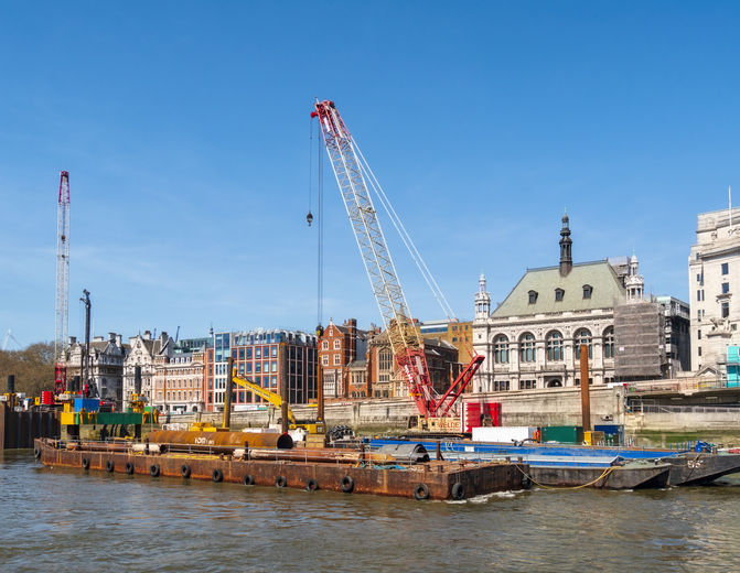 Construction of part of the Thames Tideway ‘super-sewer’ which is being built for 16 miles (25km) beneath the River Thames in London